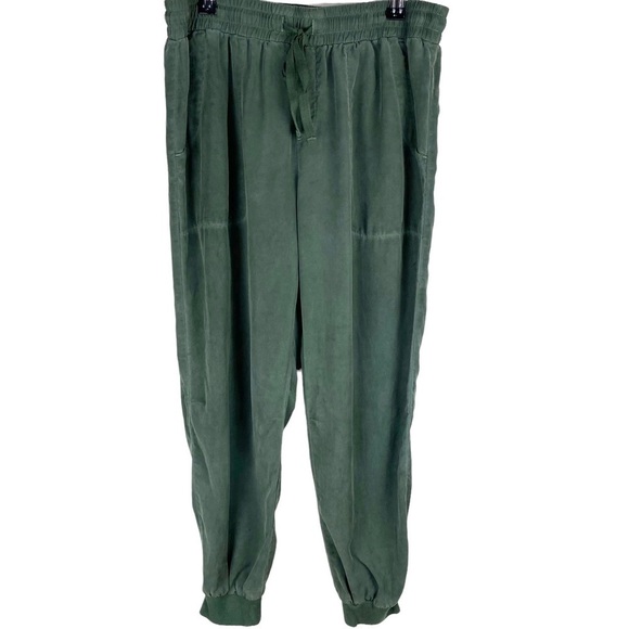 Anthropologie Cloth & Stone Tencel Joggers Pants Cropped Olive Green Size S - Picture 3 of 9